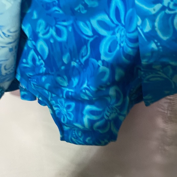 MAXINE  WO SIZE 24W ONE PIECE BATHING SUIT BLUE TROPICAL FLORAL PRINT CLEAN - Picture 7 of 10